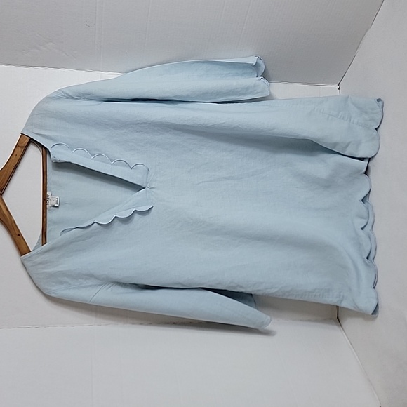 J. Crew Tops - J. Crew Women's Light Blue W/ Ruffle Accent Long Sleeve Tunic,  S
